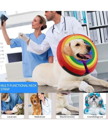 Ducomi XL Inflatable Pet Collar Ultimate Comfort & Protection for Dogs & Cats | Prevents Scratches & Bites | Ideal for Travel & Relaxation - Rainbow Design - Buy Online on GoSupps.com
