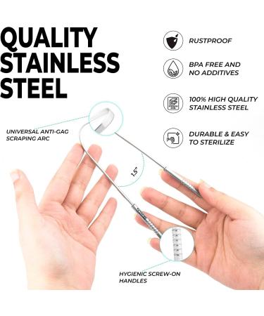 ExtremeShears Professional Tongue Scraper | Reusable Stainless Steel Tongue Cleaner for Adults & Kids | No Slip Grip Handle - Buy Online on GoSupps.com