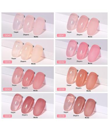 AILLSA Jelly Gel Nail Polish Set - Nude & Blush Pink Translucent Gel - 8 Colors - Easy Apply & Soak Off - Buy Online on GoSupps.com