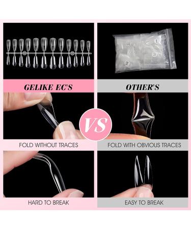 Gelike EC Soft Gel Nail Tip Kit with Glue Gel - 240PCS Almond & Coffin Shape | Resin Acrylic Nail Extensions with Portable UV Light - Buy Online on GoSupps.com