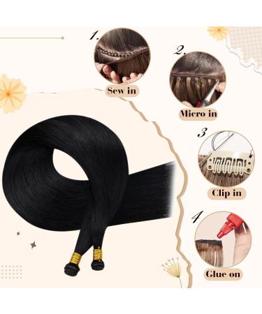 Buy Hetto Real Hair Extensions - 60cm Remy Virgin Black Human Hair 25g | International Shipping Available - Buy Online on GoSupps.com