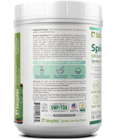 biophix Organic SpiruBeets 2.2 lbs Sprirulina - Beet Root - Protein-Rich Nutrient-Dense Superfood Powder - Rich in Nitric Oxide - Buy Online on GoSupps.com