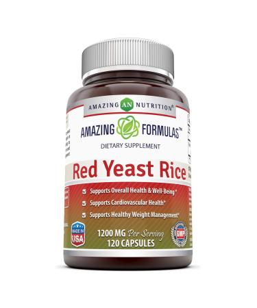 Amazing Formulas Red Yeast Rice 1200mg Per Serving Capsules (120 Count) 120 Count (Pack of 1)