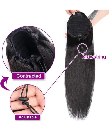 Hair Bun 8-30 Inches with Drawstring Ponytail Brazilian Real Hair Extensions Straight Ponytail Wig Hair Slices for Black Women Hair Extension Hair Piece (Color : 16 inch) - Buy Online on GoSupps.com