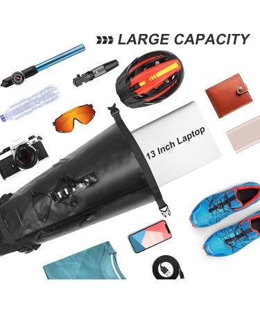 NEWBOLER 13L Waterproof Reflective Bikepacking Saddle Bag - Large-Capacity Roll Up Rear Tail Pack for Bicycles - Black - Buy Online on GoSupps.com