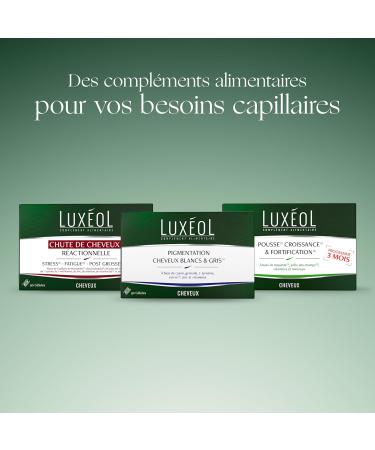 LUX OL - Pigmentation White & Gray Hair - Food Supplement - Contributes to Normal Pigmentation - Blackcurrant Vitamin E B6 B8 Copper Zinc - Made in France - 1 Month Program - 30 Capsules - Buy Online on GoSupps.com