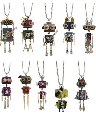 Oralgos Wooden Block Robot Necklace - Stylish Adjustable Choker for Men & Women | Unique Punk Keybone Chain FN1038 - Buy Online on GoSupps.com