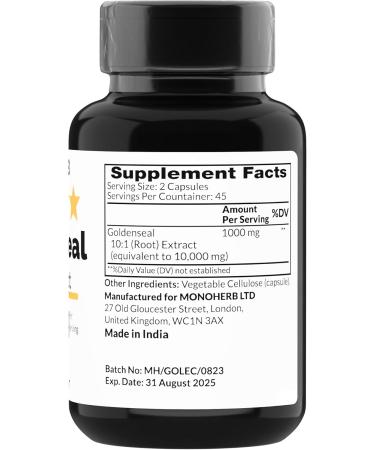 Buy Goldenseal Extract 1000 mg - 90 Vegetarian Capsules | Premium Quality for Immune Support | Fast International Shipping - Buy Online on GoSupps.com