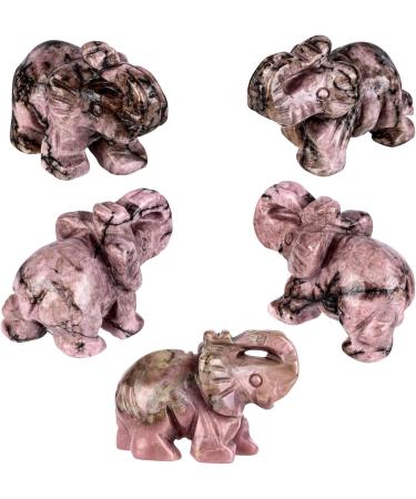 NUPUYAI Elephant Figure - Gemstone Crystal Blasting Stone | Healing Lucky Charm | Reiki Feng Shui Decoration - Rhodonite - Buy Online on GoSupps.com