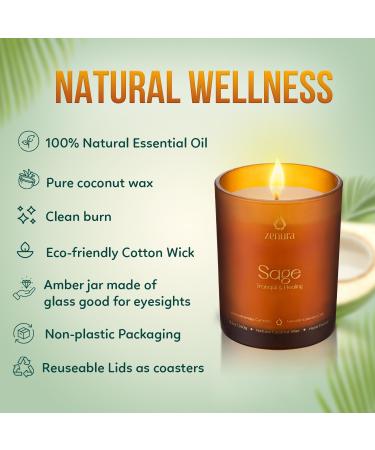 Aromatherapy Palo Santo & Sage Candle - Natural Coconut Wax for Meditation | International Shipping Available - Buy Online on GoSupps.com