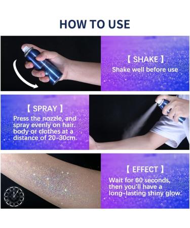 IBCCCNDC 60ml Glitter Spray for Hair and Body - Long Lasting Shimmer Silver Hairspray for Party - Buy Online on GoSupps.com