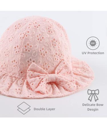 XIAOHAWANG Baby Girl Sun Hat | Embroidered Flowers Toddler Bucket Hat | Pink Summer Cap for Infant Girls 6-12 Months - Buy Online on GoSupps.com
