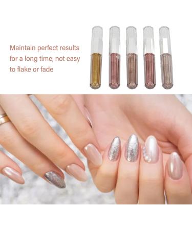 Mirror Nail Polish Metallic Nail Polish 5 Colors Metallic Gel Nail Polish Set Metallic Gel Nail Polish Effect Long Lasting Gorgeous Glossy Nail Art Decoration for DIY Salon Home - Buy Online on GoSupps.com