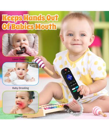 Silicone Remote Teether for Babies 6-12 Months - Chewable TV Remote Teething Toy in Black - Buy Online on GoSupps.com