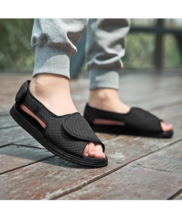 GWQDJ Open Toe Sandals for Diabetic Relief - Adjustable Wide Walking Shoes for Plantar Fasciitis & Arthritis - Black Men 12/Women 13 - Buy Online on GoSupps.com