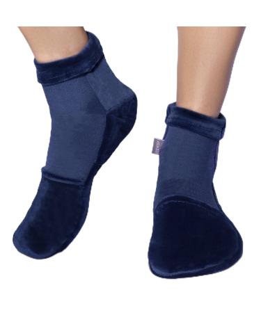 IceHOF cooling socks with 4 cooling packs - gentle fabric / 1 pair with cool pads gel cold therapy for feet toes in chemo therapy rheumatism cold chemo - unisex size.M blue
