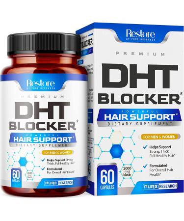 DHT Blocker Hair Growth Support Supplement - Supports Healthy Hair Growth, Healthy Thick Strong Hair - W/ Biotin, Saw Palmetto, Iron, and More - Hair Vitamins For Women And Men - Low Loss Capsules