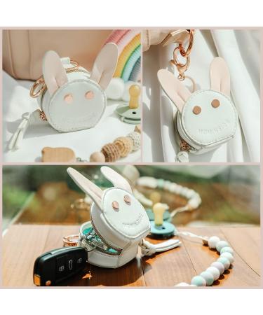 MOMINSIDE Pacifier Case Holder with Clip - Cute Rabbit Bag Charm - Holds 2 Pacifiers - White & Pink - Buy Online on GoSupps.com