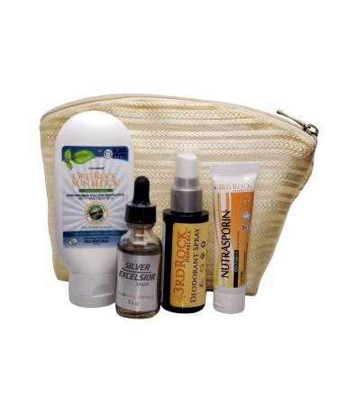 3rd Rock Essentials | Holiday Gift Set Bundle | SunScreen SPF 35+ 3.3 oz | Silver Infusion 150 PPM Spray 2 oz| Nutroleum Non Petroleum Skin Balm 3 oz.| ODORBlock Deodorant 2.0 oz.