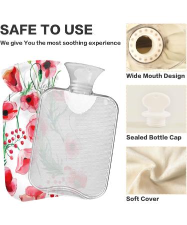 Summer Autumn Poppy Flowers Hot Water Bottle | 1L Small Warm Stem Bag for Pain Relief & Cold Therapy - Buy Online on GoSupps.com