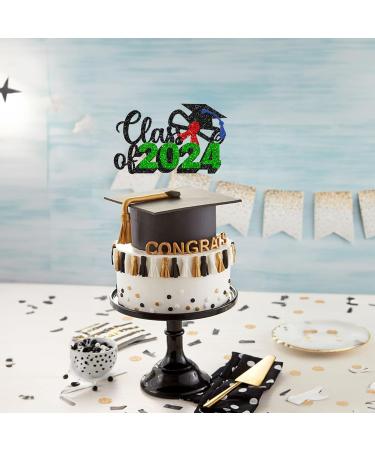1Pc Graduation Cake Topper 2024 Green Glitter Class of 2024 Graduation Decorations for 2024 Congrats Graduation Party Cake Decorations Supplies 3-green - Buy Online on GoSupps.com