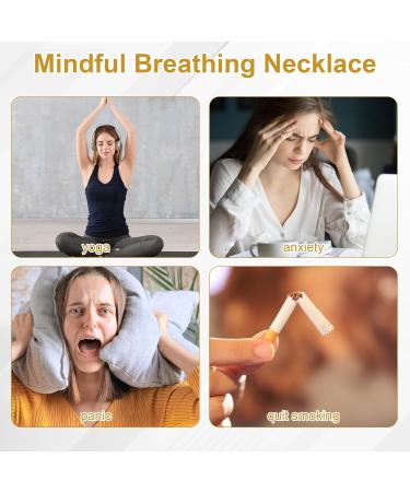 2PCS Breathing & Anxiety Necklace Set - Stop Vaping, Quit Smoking, Mindful Meditation - Silver & Gold - Buy Online on GoSupps.com