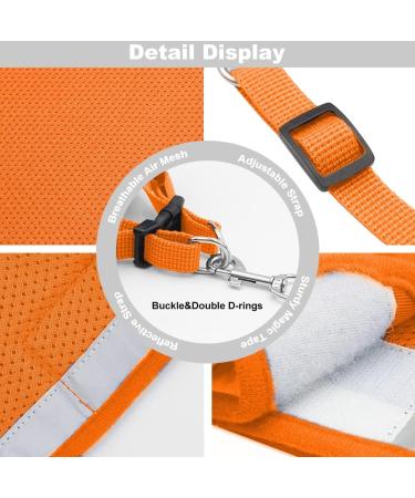 Meioro Adjustable Dog Harness with Leash - Reflective Soft Padded Vest for Small & Medium Pets - Black & Orange (S: 30-34cm) - Buy Online on GoSupps.com