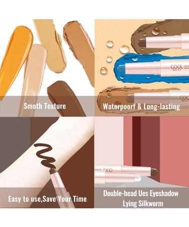 LAMUSELAND 2 Tone Glitter Eyeshadow Stick Set - Waterproof & Long Lasting Eye Makeup Tool for Women (12 Colors) - Buy Online on GoSupps.com