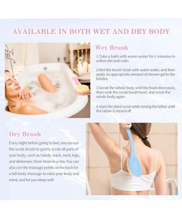 12-Piece Long Handle Bath Body Brush Set for Women - Pink and Blue - Buy Online on GoSupps.com
