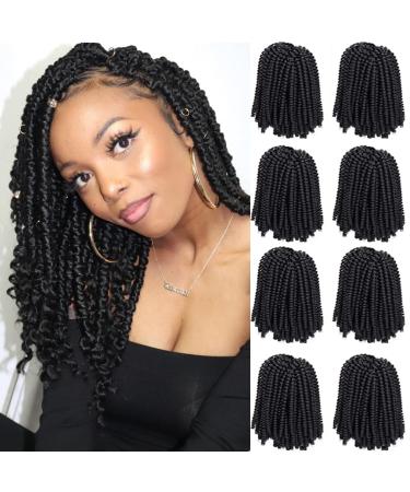 Spring Twist Hair 12 inch 8 packs Spring Twist Crochet Hair For Butterfly Locs Soft Locs Bomb Twist Short Fluffy Black Crochet Braids Hair Synthetic Fiber Braiding Hair Extensions (12Inch 1B) 12 Inch (Pack of 8) 1B