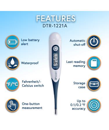 iProven Digital Thermometer for Whole Family - Fast 10 Second Readings, Flexible Tip, Fever Alarm, Hardcase - Buy Online on GoSupps.com