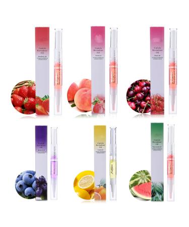6Pcs Cuticle Oil Pens for Nail Care Cuticle Revitalizer Oil Pen Natural Nail Oil Pens to Prevent Nail Cracking and Dry Nails 6Pcs - Fruit Series