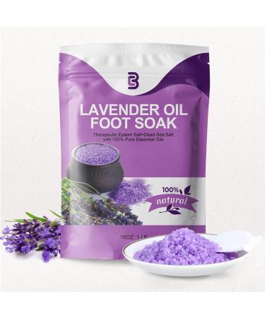 Epsom Salt Lavender 7OZ  Epsom Salts for Soaking for Pain  Remove Toxins  Softens Calluses  Boost Immunity  Relieve Tired  Achy  Itchy Feet  Bath Salts for Women Relaxing