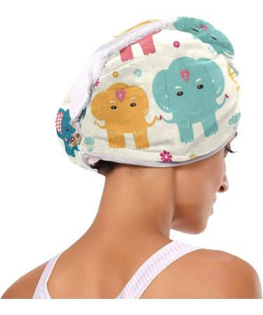 Cartoon Elephant Hair Towel 2 Pack - Super Absorbent Quick Dry Hair Turbans for Women & Girls - Buy Online on GoSupps.com