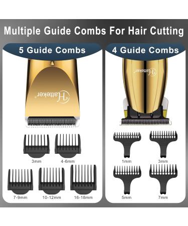 Hatteker Professional Hair Clippers and T-Blade Trimmer Kit for Men - Gold 17 Piece Set | Cordless Beard Barber Clipper, Haircut Grooming Kit, IPX7 Waterproof - Buy Online on GoSupps.com