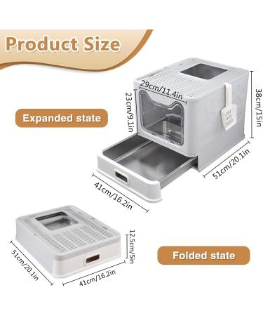 Stainless Steel Cat Litter Box with Sifting Lid Foldable Extra Large Cat Litter Box Enclosure Front Entry&Top Exit Covered Toilet with Drawer Hidden Metal Kitty Litter Box with Scoop Brush Grey Grey Large - Buy Online on GoSupps.com