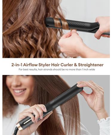 360 Airflow Styler - Professional 2-in-1 Curling Iron & Straightener | Ionic Titanium Flat Iron with Auto Shut Off & 5 Temp Settings Perfect for International Shipping - Buy Online on GoSupps.com