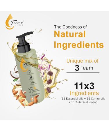 Team 11 Hair Oil - 6 fl. oz Hair Growth Oil with 11 Essential Oils & Botanicals for Strength & Shine | International Shipping Available - Buy Online on GoSupps.com