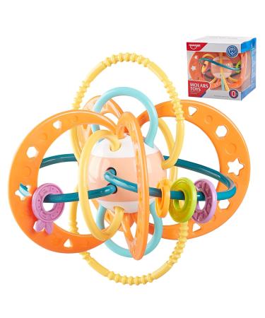 Bu-buildup Sensory teether Toy & teether Ball for 0-6-12 Months  Grasping Ball teether  BPA-Free  Easy to Hold for Infants  Baby Gifts Toys  Orange