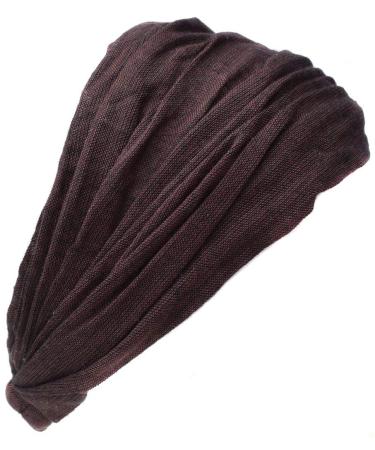 Gheri Elastic Cotton Hippie Bandana Headband Plain Brown Plain Brown