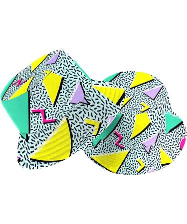 Retro 80s 90s Bucket Hat for Women and Men | Vintage Geometric Style Fisherman Cap - Buy Online on GoSupps.com