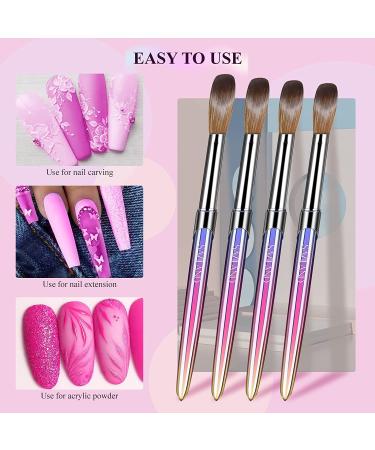 Saviland 4pcs Kolinsky Acrylic Nail Brush Set - Sizes 10/12/14/16 for Acrylic Application | Nail Extension & Carving | Manicure Brushes for Salon & DIY - Buy Online on GoSupps.com