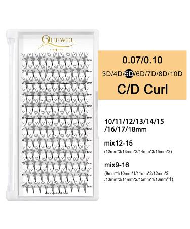 QUEWEL Short Stem Middle Part Pre Fanned Volume Lash Extensions | 5D-0.07D | C/D Curl | 12-15mm Length | Long-Lasting and Lightweight - Buy Online on GoSupps.com