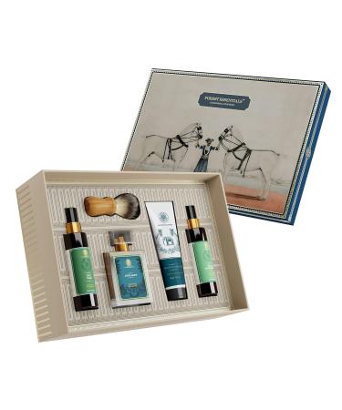 Forest Essentials Gift Box | Luxuriously Scented Sandalwood & Orange Peel Gift Set for Men with Face Wash Shaving Cream After Shave Spray & Facial Moisturizer Birthday & Anniversary 5 Piece Gift Set