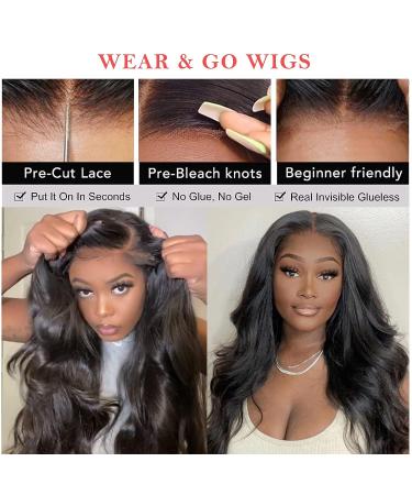 Wear And Go 20 Inch Body Wave Lace Front Wig | Pre Cut Glueless Wig with 4x4 Closure | Human Hair Pre Plucked | Beginner Friendly - Buy Online on GoSupps.com