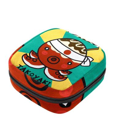 Japanese Food Takoyaki Octopus Sanitary Napkin Storage Bag Portable Menstrual Pad Bag for Teen Girls Tampons Sanitary Pads for Women Ladies Multicoloured 09