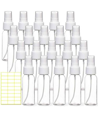 MEACOLIA 20 Pack 30ml(1oz) Extra Fine Mist Mini Clear Spray Bottles with Atomizer Pump Sprayer Bulk Refillable Reusable Empty Plastic Travel Size Bottles for Essential Oils,Cleaning,Perfumes 20 Count (Pack of 1)