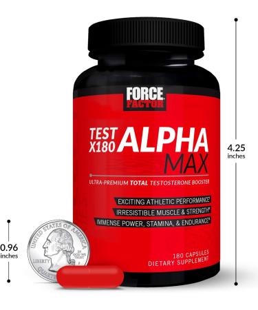 Buy FORCE FACTOR Test X180 Alpha Max Total Testosterone & Nitric Oxide Booster for Men | Enhance Athletic Performance & Blood Flow 180 Capsules - Buy Online on GoSupps.com