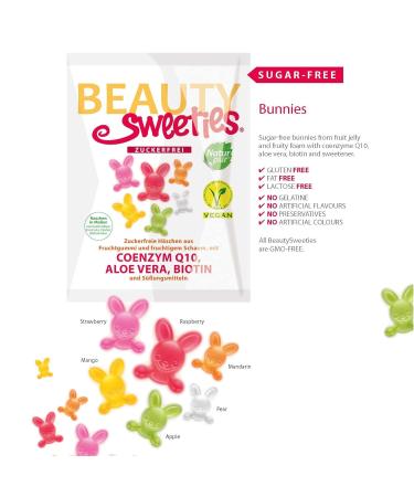 Beautysweies Sugar-Free Bunnies 125g | Fruity Vegan Fruit Gum with Delicious Foam | Enjoy Guilt-Free Treats! - Buy Online on GoSupps.com