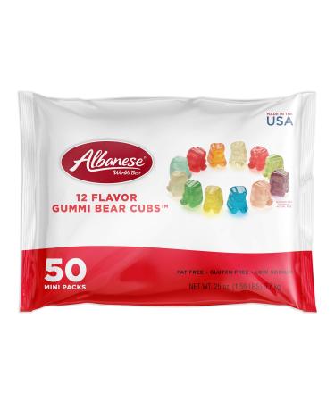Albanese World's Best 12 Flavor Gummi Bear Cubs Mini Packs, 50 Count Mini Bags